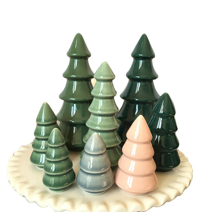 Ceramic Christmas tree crafts ornaments pendant candle room night lights supplies sample custom factory direct sales