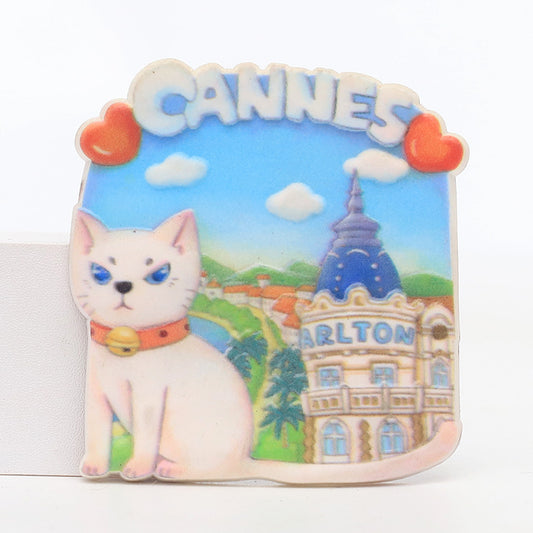 Cannes tourist refrigerator sticker scenic spots souvenirs creative 3D city magnetic customization