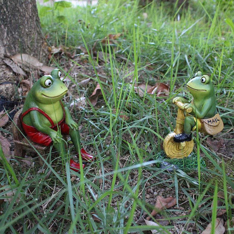 New rainforest bicycle frog resin decoration garden resin landscape manufacturers wholesale