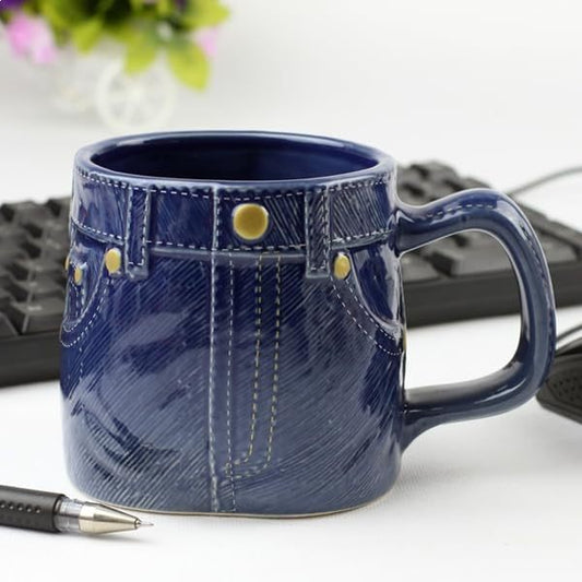 Ceramic jeans cup Creative denim logo source ceramic color glaze jeans mug