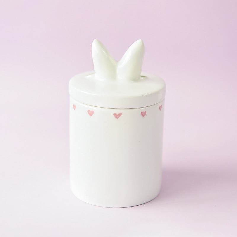 Ceramic sealed jar Sugar jar Creative Candy storage jar with lid snack tea storage cute rabbit cookie