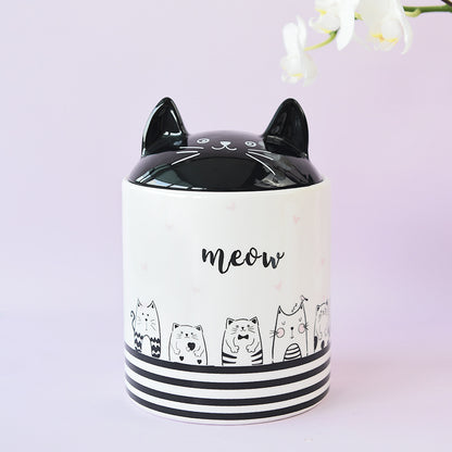 ceramic cookie jar candy storage cut cat snack biscuit tea