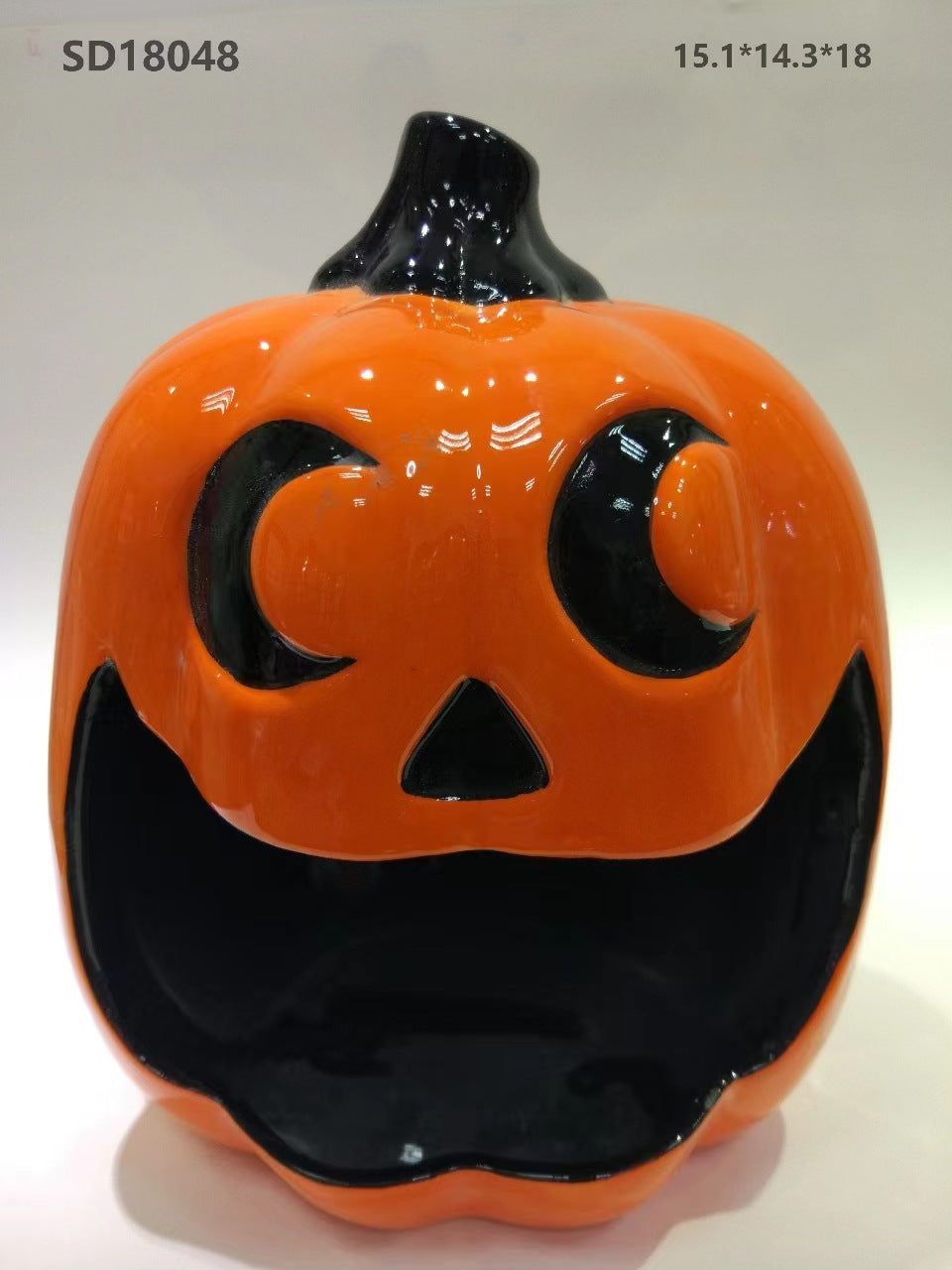 Pumpkin shape ceramic Halloween candy bowl White Ghost funny can be customized