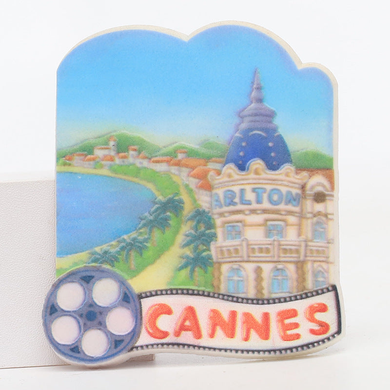 Cannes tourist refrigerator sticker scenic spots souvenirs creative 3D city magnetic customization