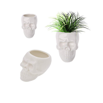 Handmade home decoration white ceramic head cover flower pot logo