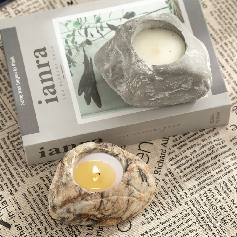 Creative cement simulation stone tree aromatherapy candle cup home nature decoration essence stove candle holder crafts