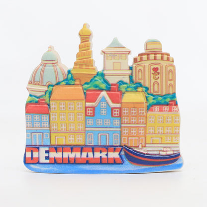 Denmark tourist refrigerator sticker Copenhagen attractions architectural souvenirs 3D city magnetic refrigerator sticker wholesale customization