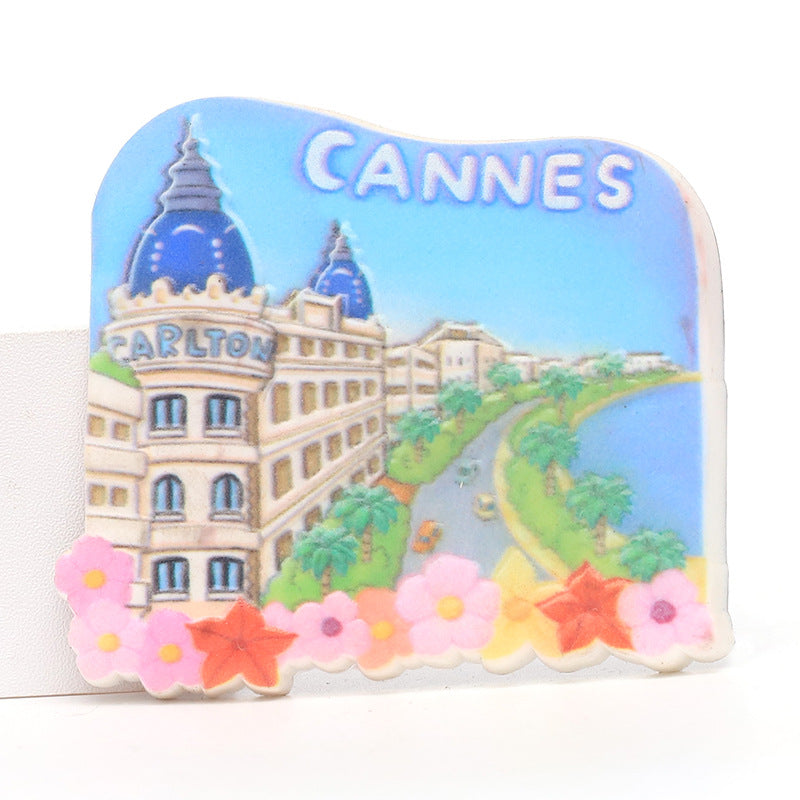 Cannes tourist refrigerator sticker scenic spots souvenirs creative 3D city magnetic customization