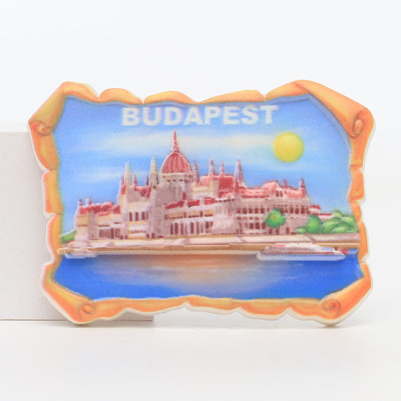 Hungary tourist refrigerator sticker 3D city scenic spots magnetic message decoration customization