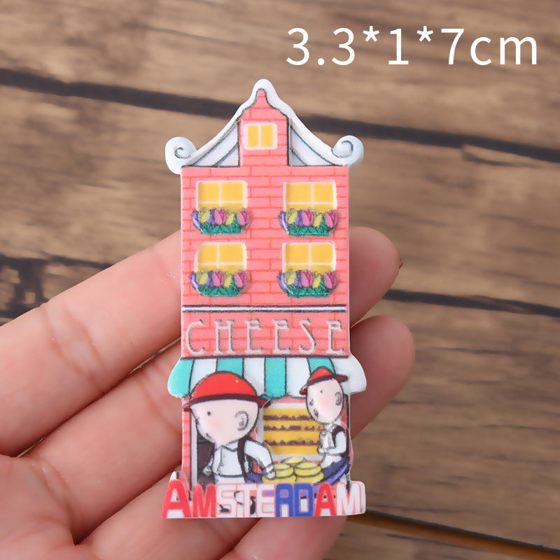 Dutch tourist attractions refrigerator sticker creative foreign trade scenic area crafts magnetic stickers custom resin crafts wholesale