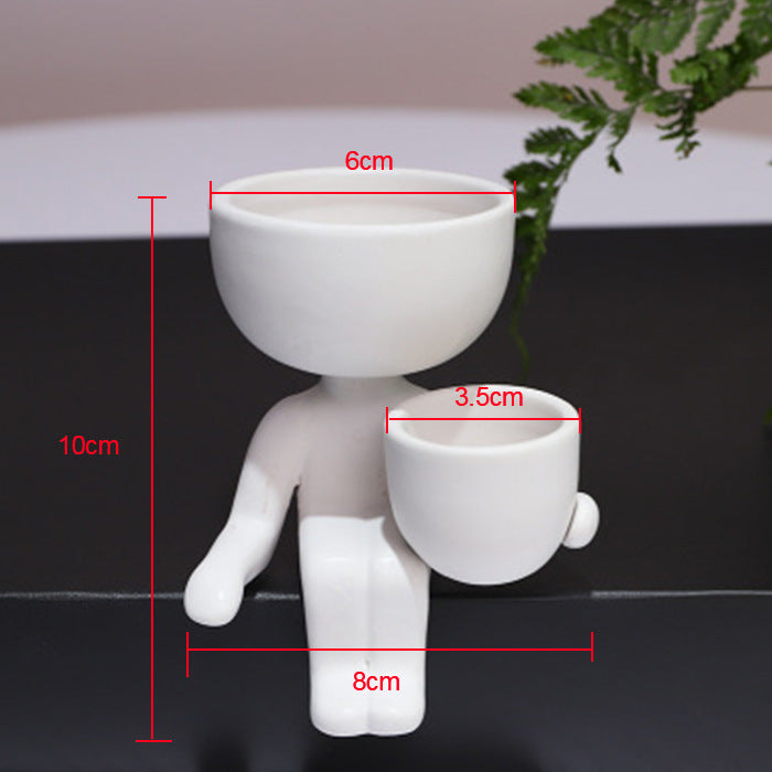 creative mini flowerpot ceramic humanoid logo