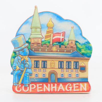 Denmark tourist refrigerator sticker Copenhagen attractions architectural souvenirs 3D city magnetic refrigerator sticker wholesale customization