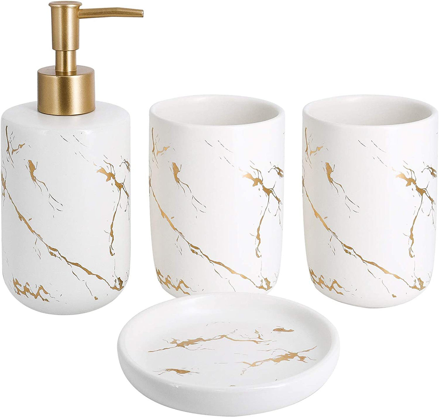 Electroplated gold ceramic bathroom four-piece set hotel supplies cup emulsion bottle sample room decoration