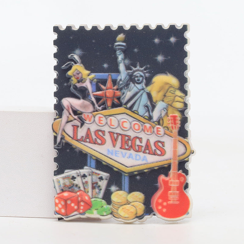 Las Vegassticker creative tourist attractions souvenir magnetic resin refrigerator sticker wholesale