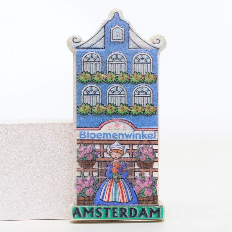 Dutch tourist attractions refrigerator sticker creative foreign scenic spots magnetic souvenir resin crafts customization