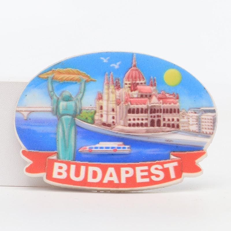 Hungary tourist refrigerator sticker 3D city scenic spots magnetic message decoration customization