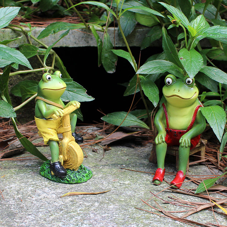 New rainforest bicycle frog resin decoration garden resin landscape manufacturers wholesale