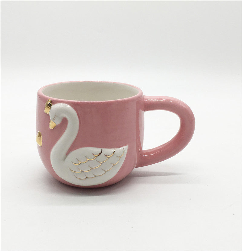 Ceramic swan sealed tank personality animal style storage tank pink swan series daily ceramics cookie jar