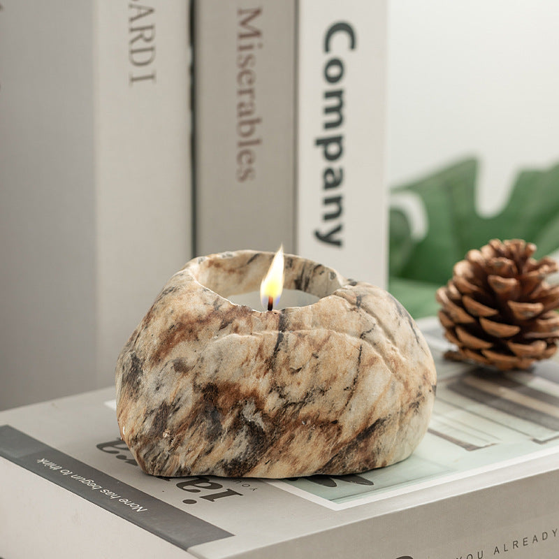 Creative cement simulation stone tree aromatherapy candle cup home nature decoration essence stove candle holder crafts