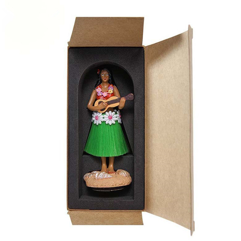 Children's toy doll Hawaii hula skirt twist waist dancing girl car decoration resin crafts