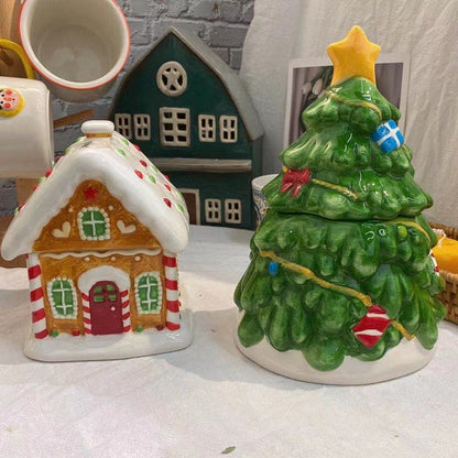 Ceramic gingerbread house hollow arts and crafts decoration candle room Christmas lights suppliessample custom factory direct sales