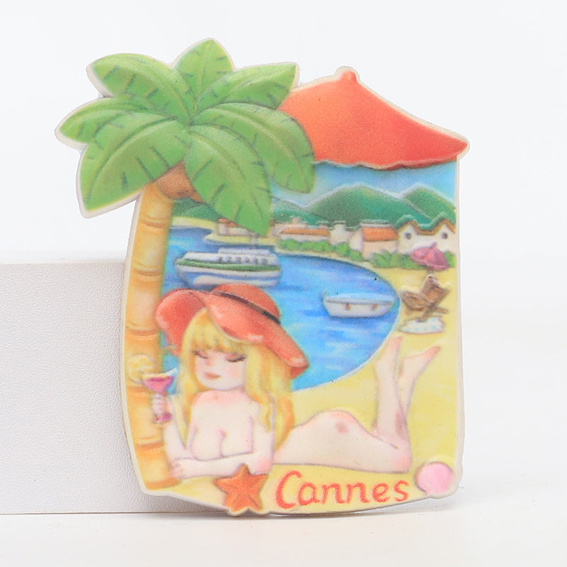 Cannes tourist refrigerator sticker scenic spots souvenirs creative 3D city magnetic customization