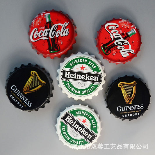 Refrigerator Sticker Creative simulation beer bottle cap magnet Cute decorative opener features Coke DIY 