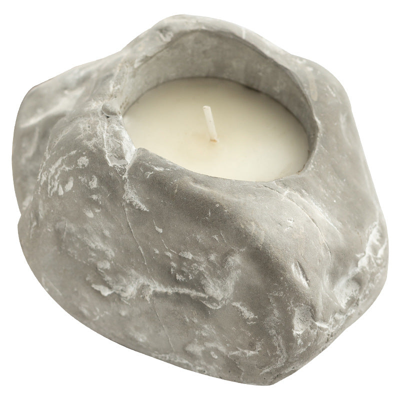 Creative cement simulation stone tree aromatherapy candle cup home nature decoration essence stove candle holder crafts