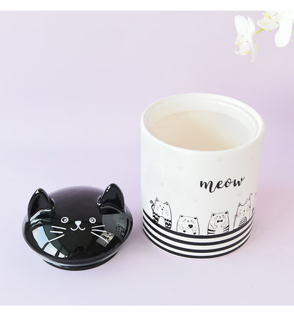 ceramic cookie jar candy storage cut cat snack biscuit tea