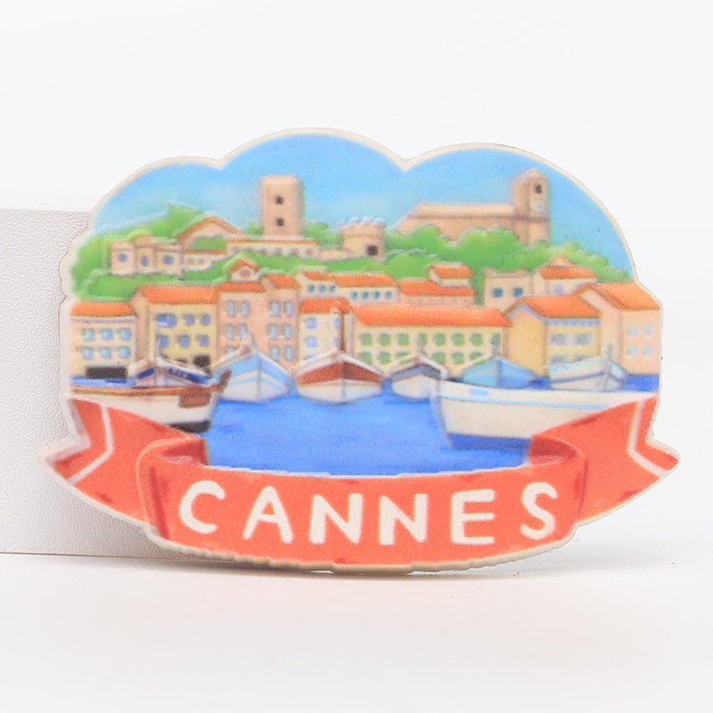 Cannes tourist refrigerator sticker scenic spots souvenirs creative 3D city magnetic customization