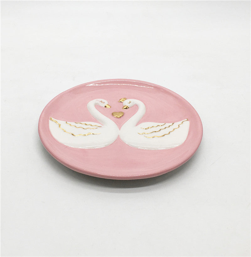 Ceramic swan sealed tank personality animal style storage tank pink swan series daily ceramics cookie jar