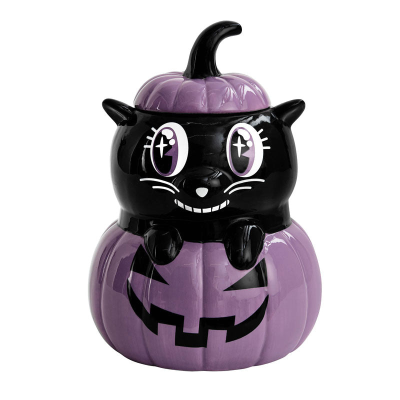 Halloween Black Owl Pumpkin shape ceramic Pepper and Salt shaker Grimace style cartoon pepper shaker