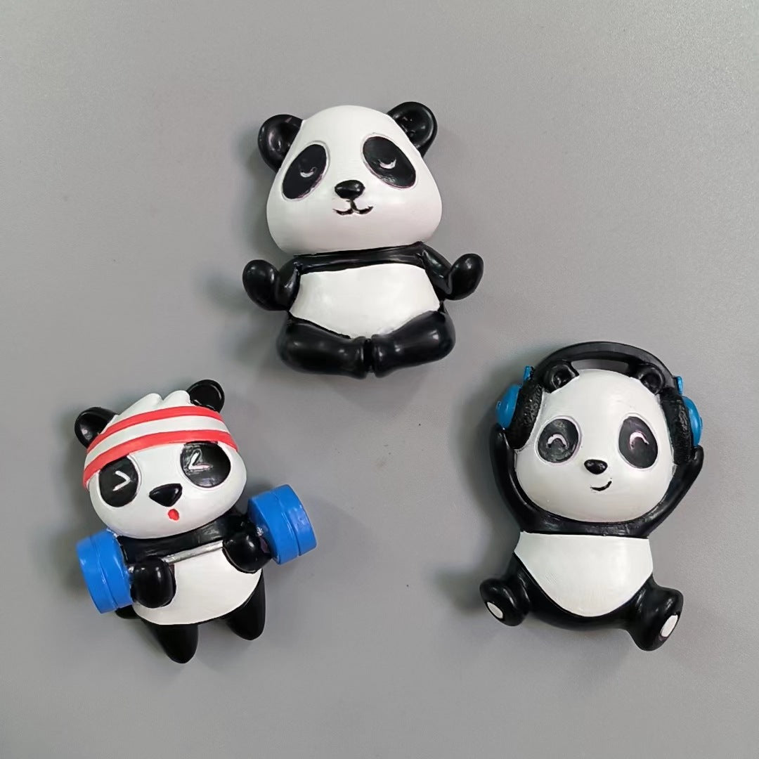 Refrigerator sticker creative resin cute yoga panda Tiktok hot selling new hand-painted magnet for children gift wholesale