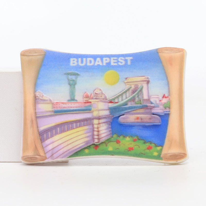 Hungary tourist refrigerator sticker 3D city scenic spots magnetic message decoration customization