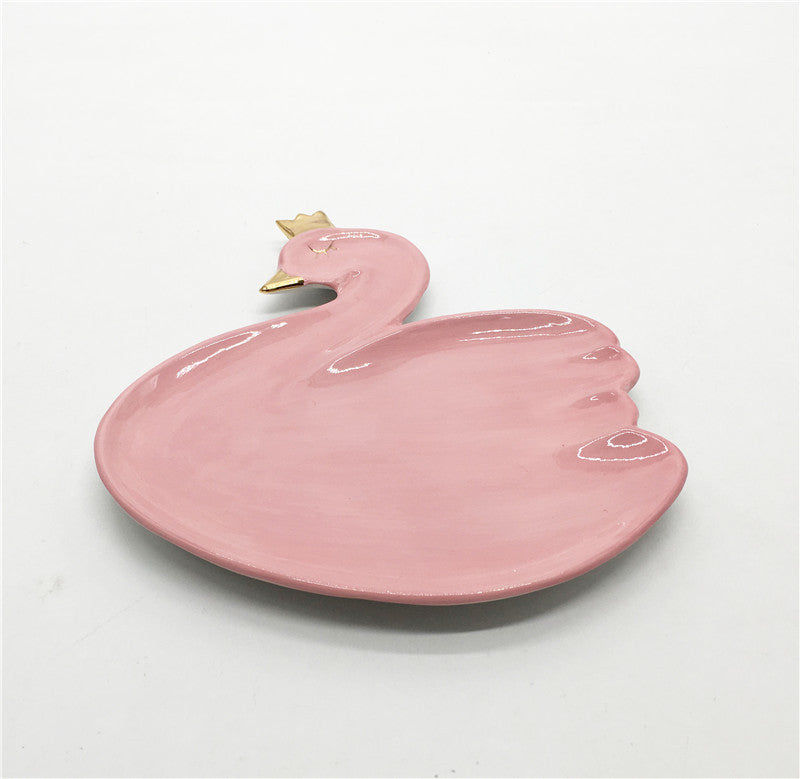 Ceramic swan sealed tank personality animal style storage tank pink swan series daily ceramics cookie jar