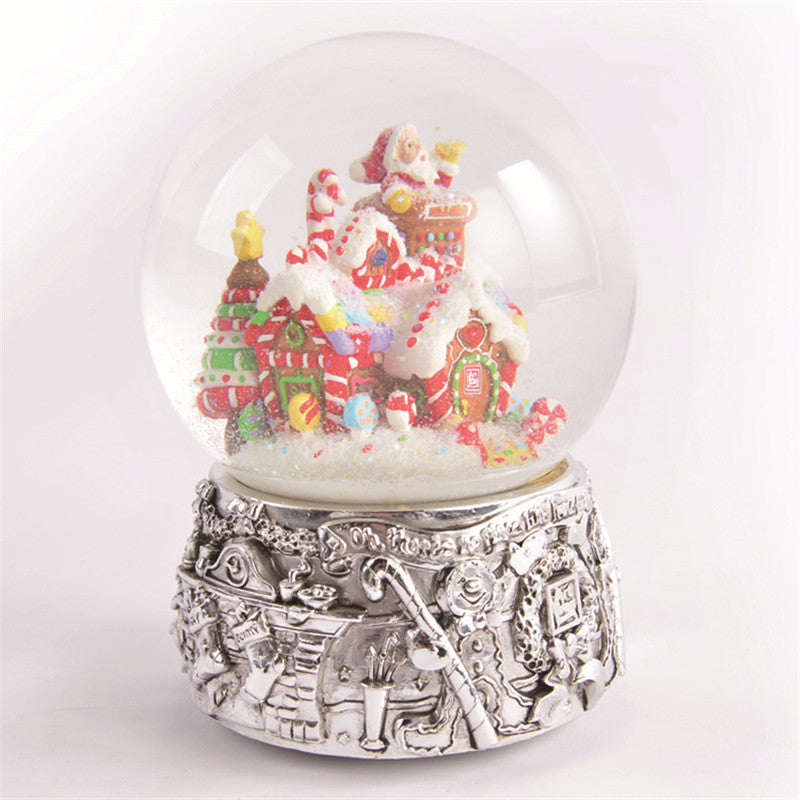 Resin crafts creative Christmas house crystal ball base electroplated snow ball decoration manufacturers customized