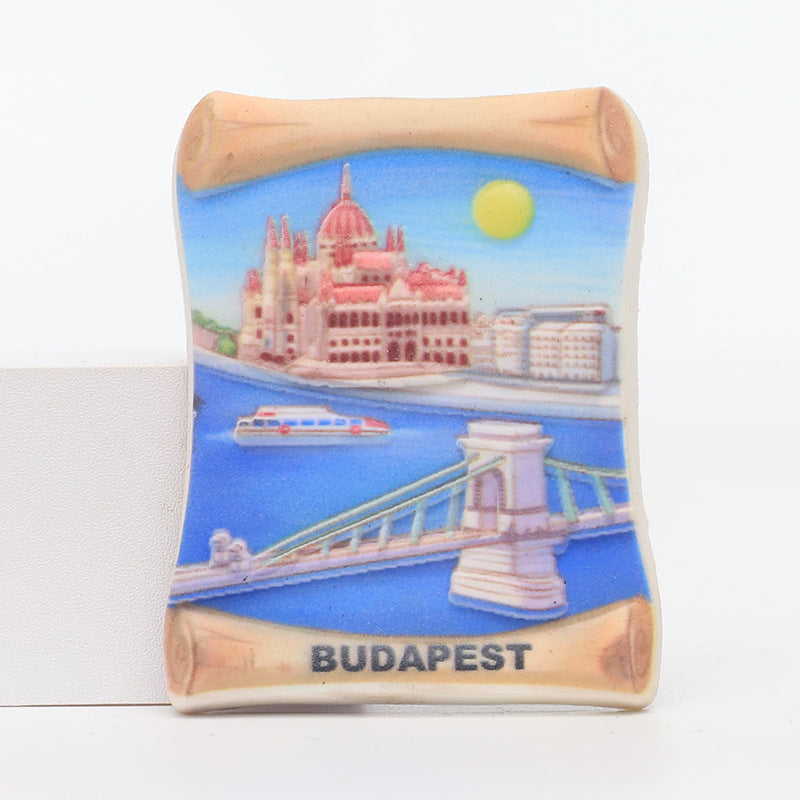 Hungary tourist refrigerator sticker 3D city scenic spots magnetic message decoration customization