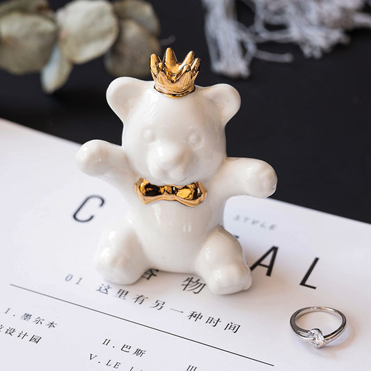 Decoration Nordic ceramic creative electroplated animal ornament mini micro gold