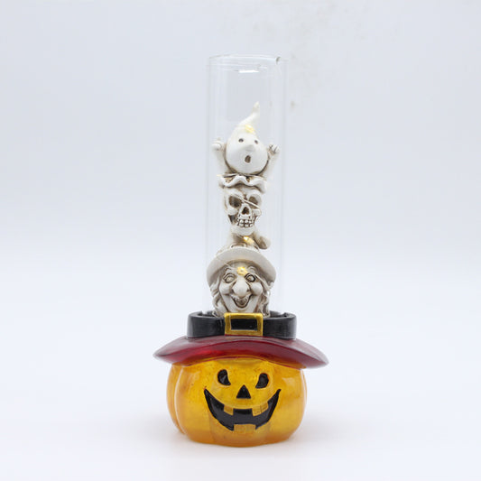 Resin crafts creative Halloween horror pumpkin with lights adornment custom wholesale holiday glow decorations