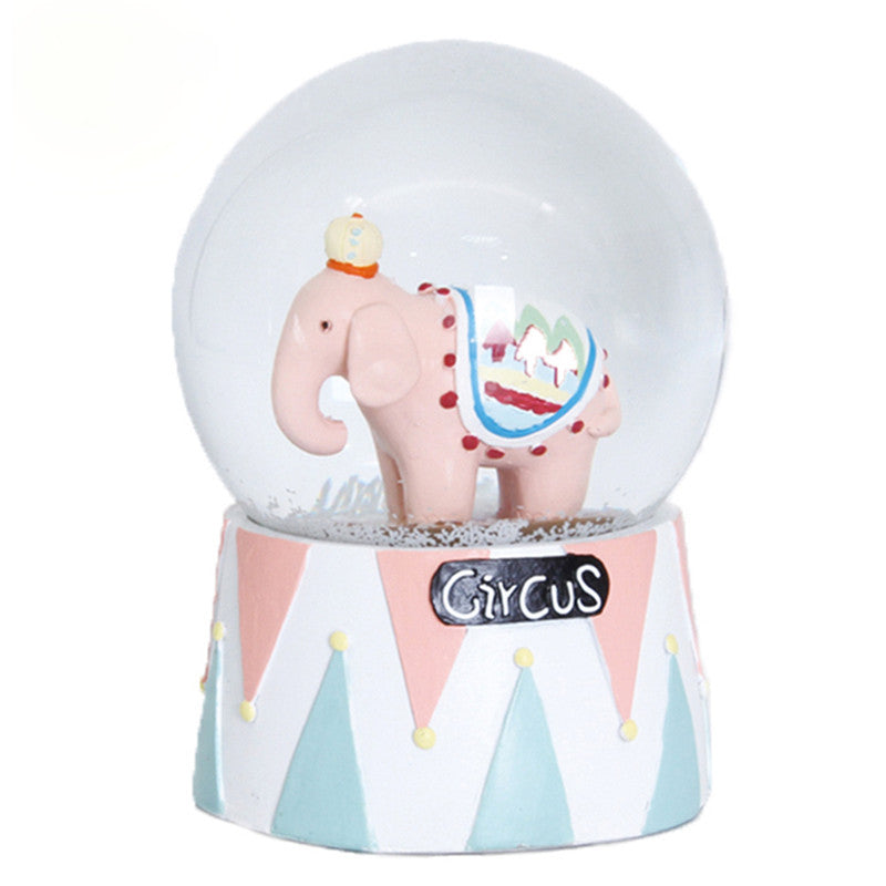 Resin crafts ornaments Children's room decoration Circus elephant snow crystal ball Christmas holiday gift