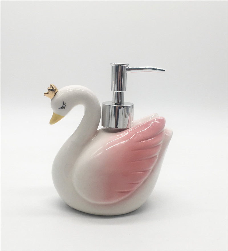 Ceramic swan sealed tank personality animal style storage tank pink swan series daily ceramics cookie jar