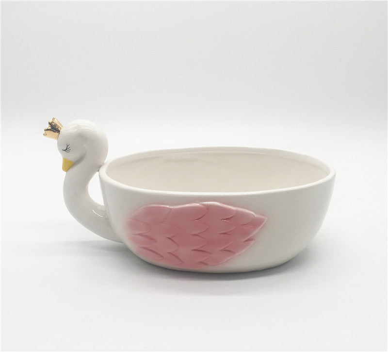 Ceramic swan sealed tank personality animal style storage tank pink swan series daily ceramics cookie jar