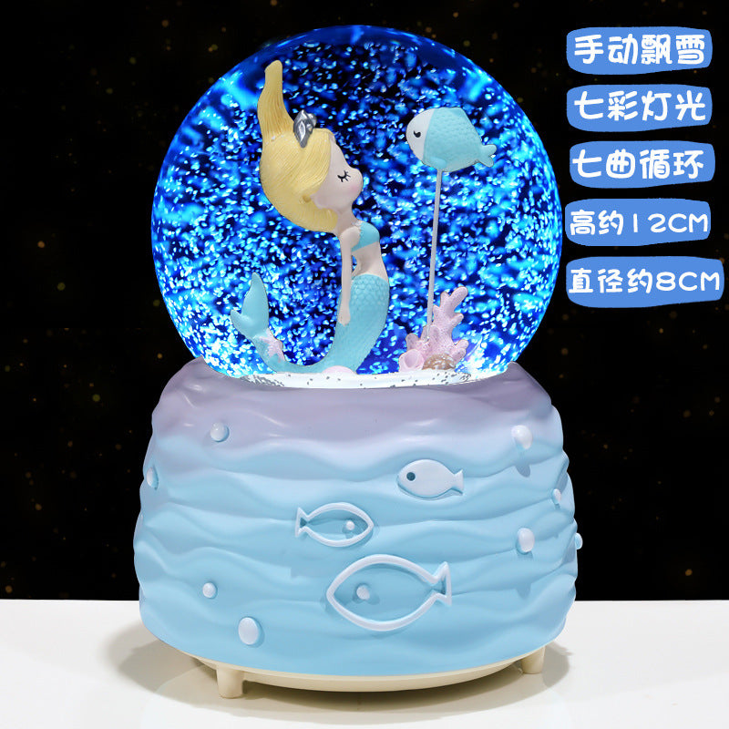 resin snow globe musix box Princess Castle Ballet Girl Angel Moon Mermaid custom