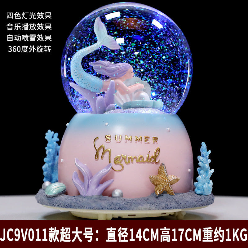 resin snow globe musix box Princess Castle Ballet Girl Angel Moon Mermaid custom