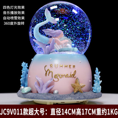 resin snow globe musix box Princess Castle Ballet Girl Angel Moon Mermaid custom