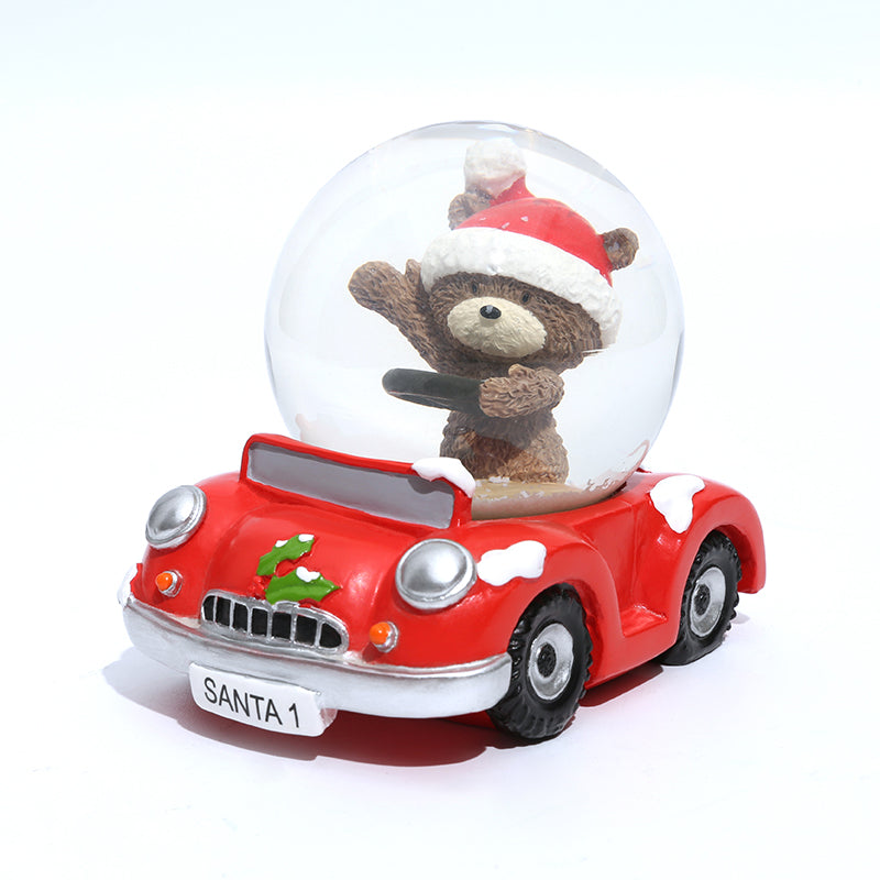 christmas snow globe bear car water globe home deco gift