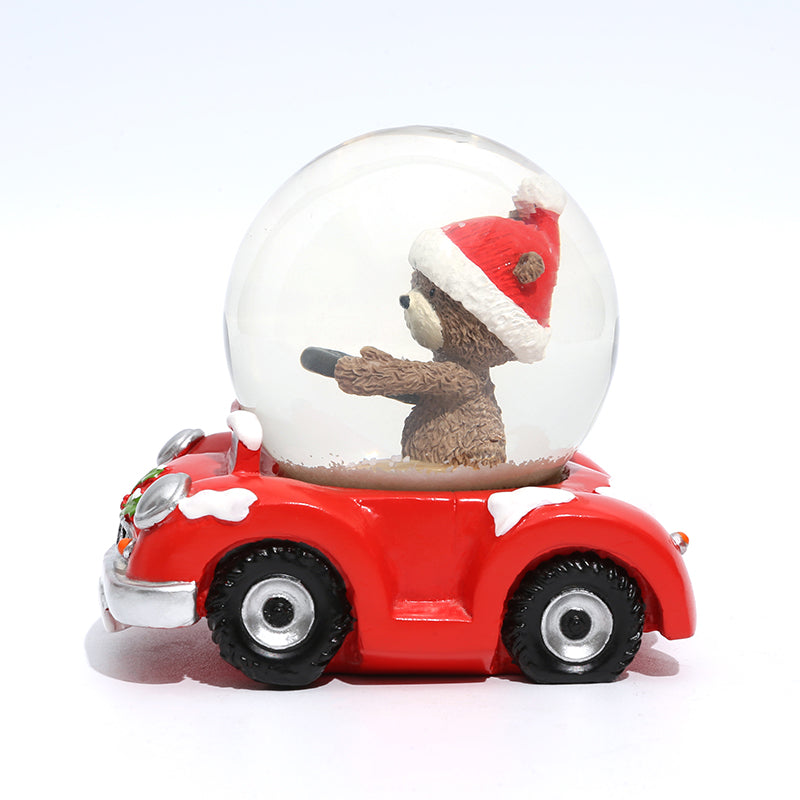 christmas snow globe bear car water globe home deco gift