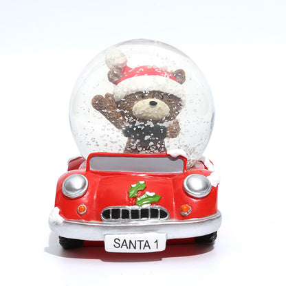 christmas snow globe bear car water globe home deco gift