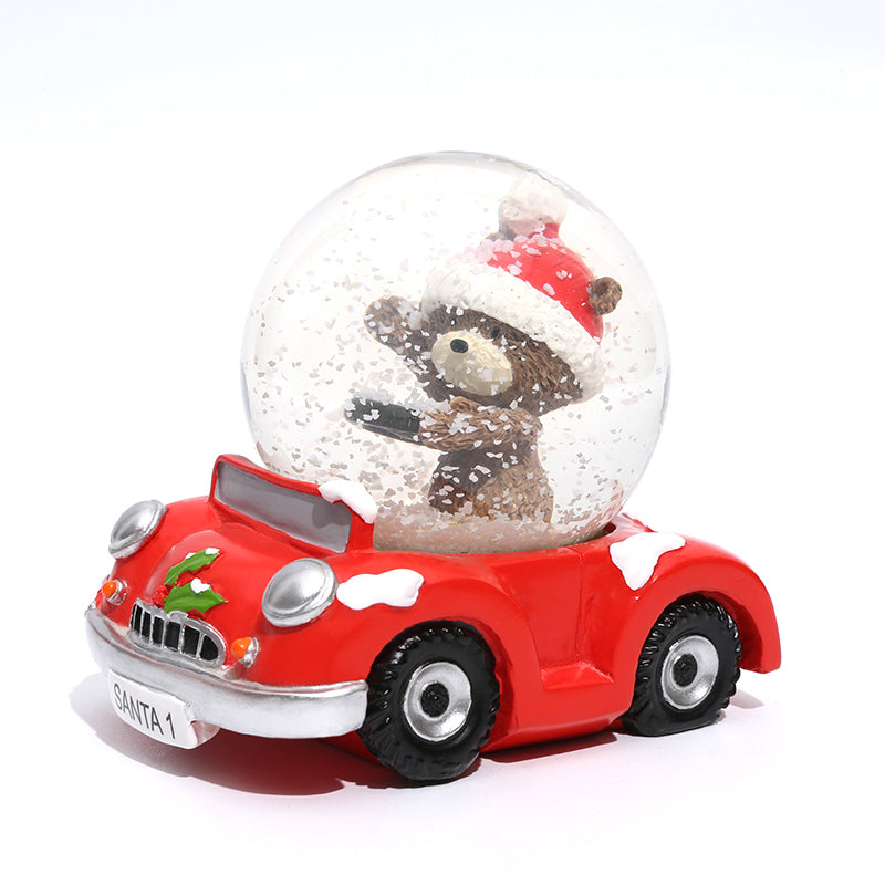 christmas snow globe bear car water globe home deco gift