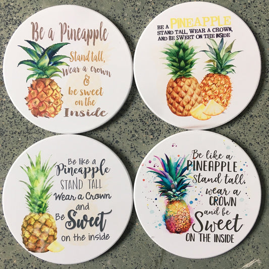 Ceramic coaster Fruit pineapple absorbent drink coffee mat Circular table mat custom